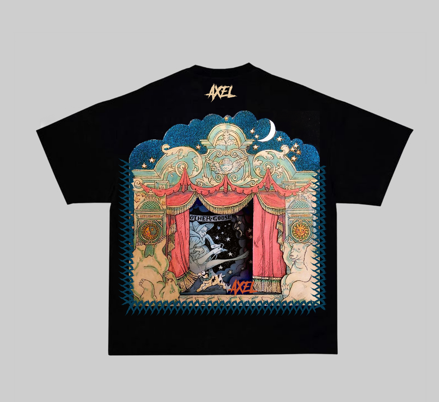 BLACK AXEL T-SHIRT WITH NIGHT THEATER PRINT