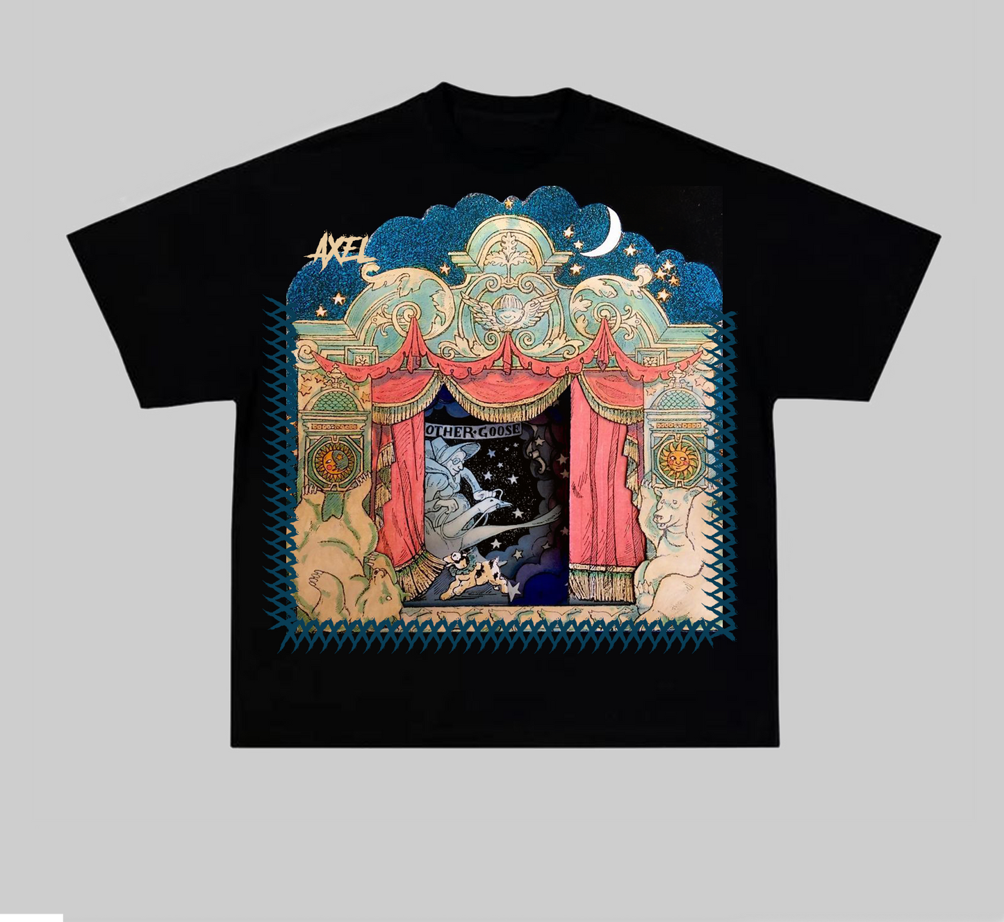 BLACK AXEL T-SHIRT WITH NIGHT THEATER PRINT