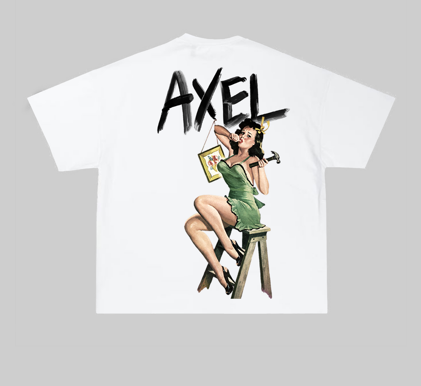 WHITE AXEL T-SHIRT WITH HOMEGIRL PRINT