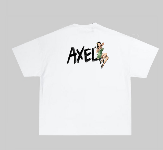 WHITE AXEL T-SHIRT WITH HOMEGIRL PRINT