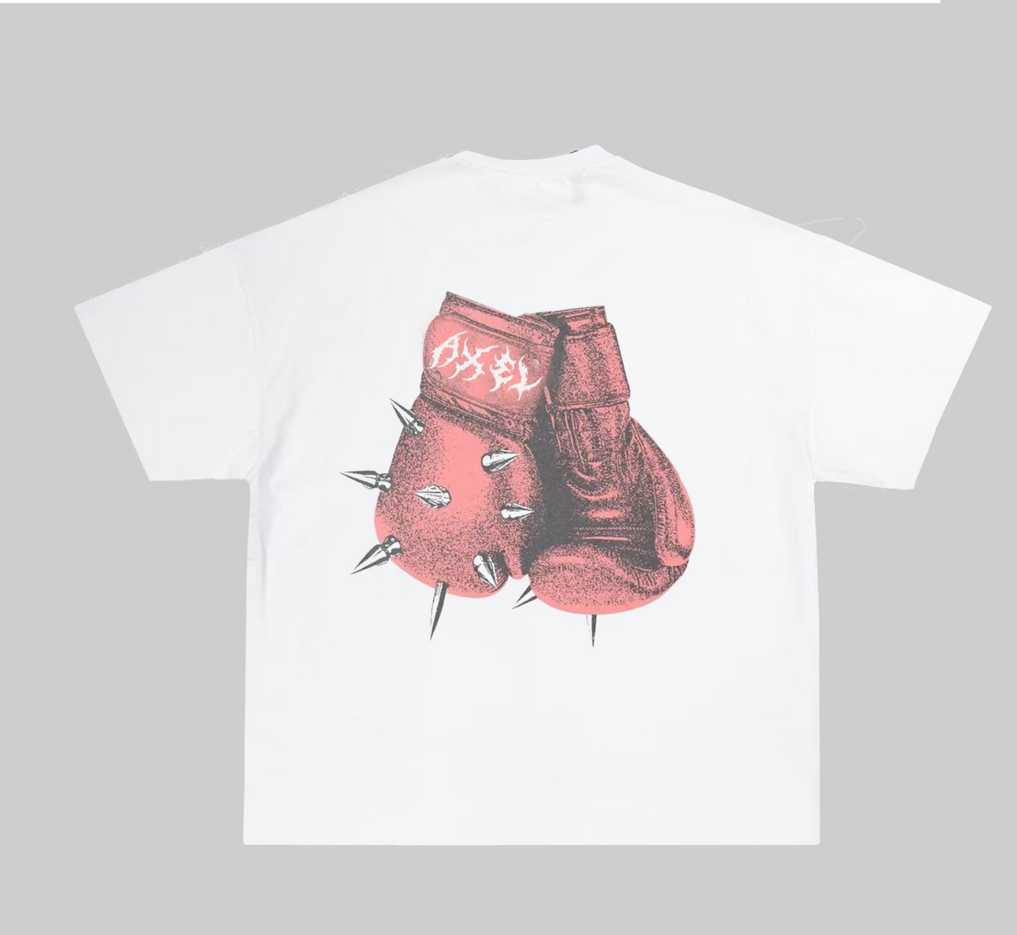 WHITE AXEL T-SHIRT WITH BOXING GLOVE PRINT