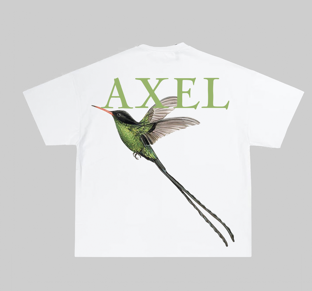 WHITE AXEL T-SHIRT WITH "LIMEBIRD" PRINT