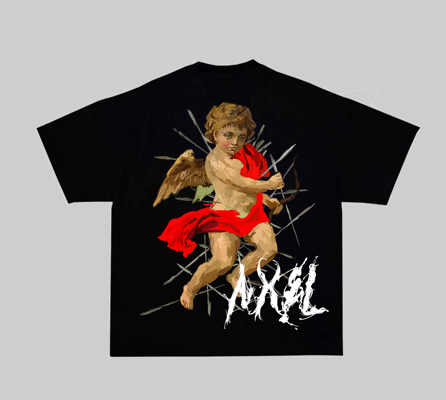 BLACK AXEL T-SHIRT WITH ANGEL PRINT