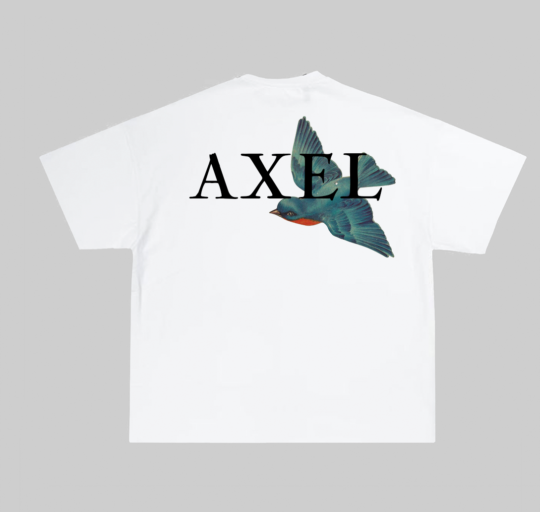 WHITE AXEL T-SHIRT WITH BLUEBIRD