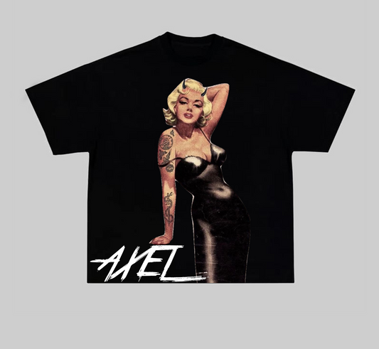 BLACK AXEL T-SHIRT WITH MARILYN PRINT