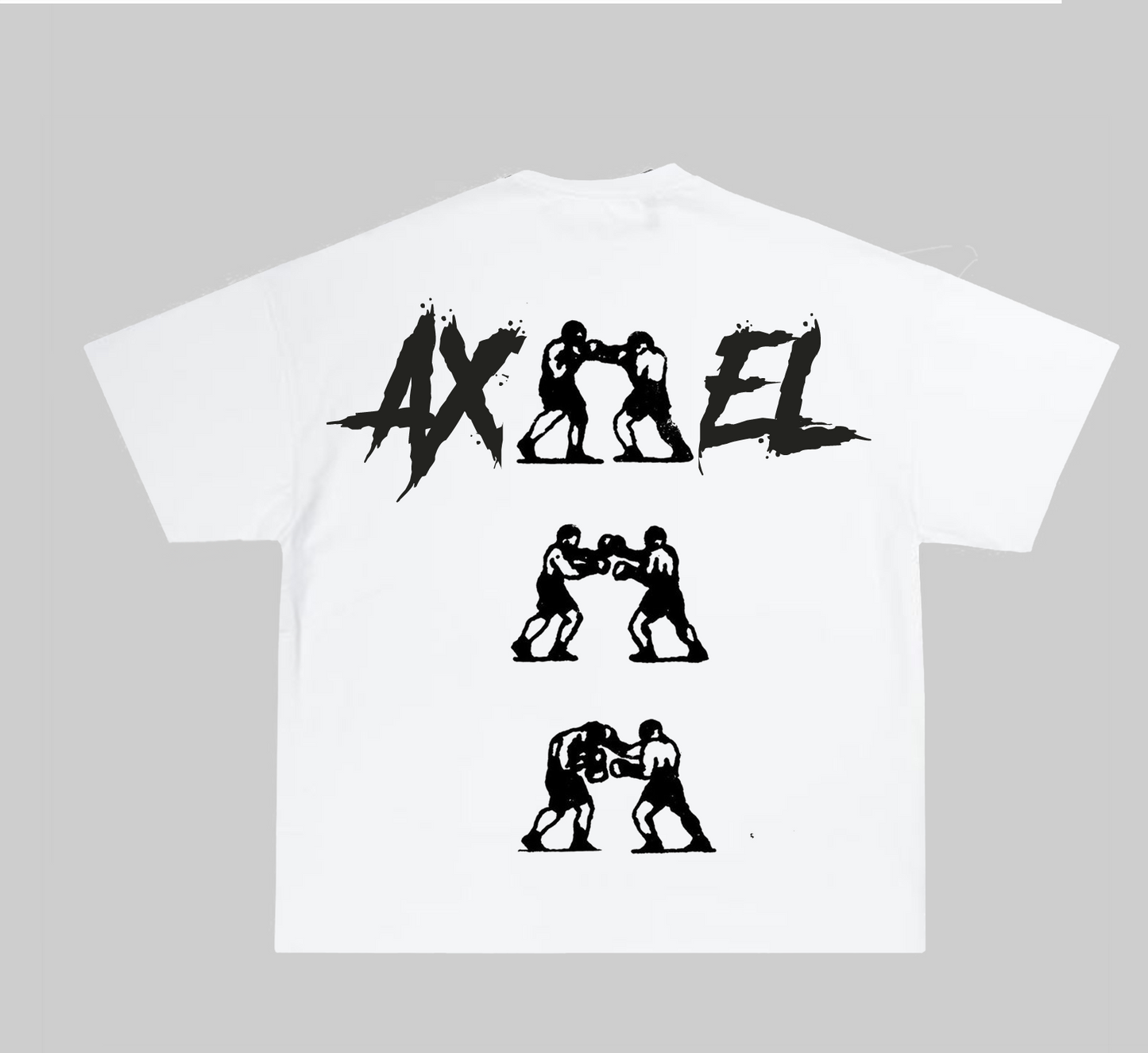 WHITE AXEL T-SHIRT WITH FIGHTING INSTRUCTIONS PRINT