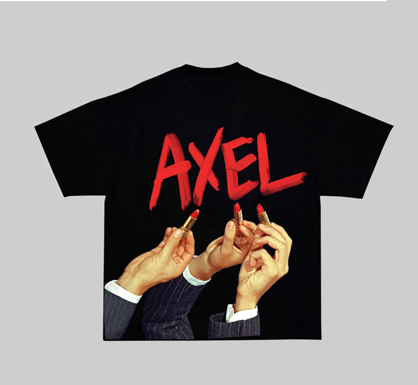 BLACK AXEL T-SHIRT WITH LIPSTICK PRINT