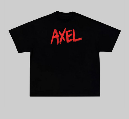 BLACK AXEL T-SHIRT WITH LIPSTICK PRINT