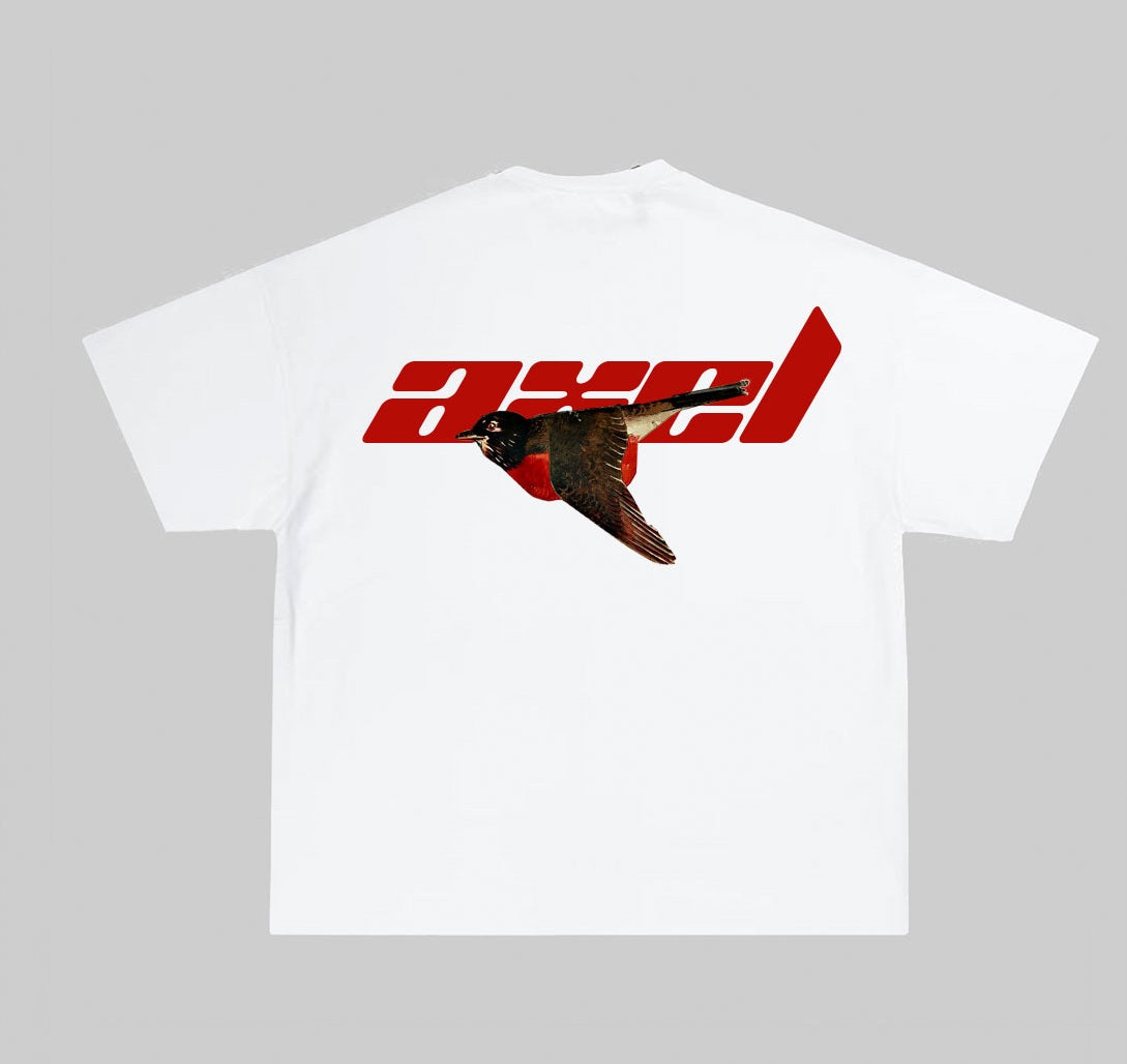 WHITE AXEL T-SHIRT WITH BIRD PRINT