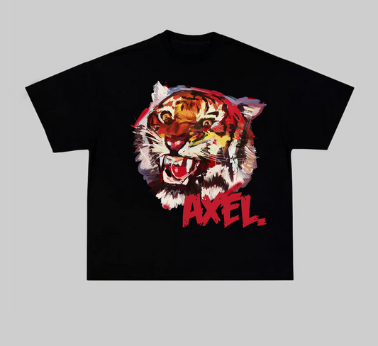 BLACK AXEL T-SHIRT WITH TIGER PRINT