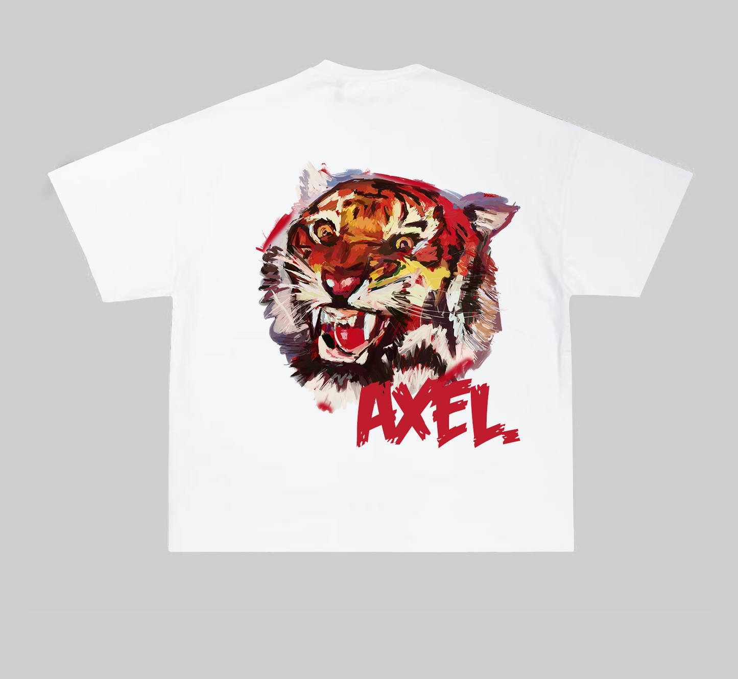 WHITE AXEL T-SHIRT WITH TIGER PRINT