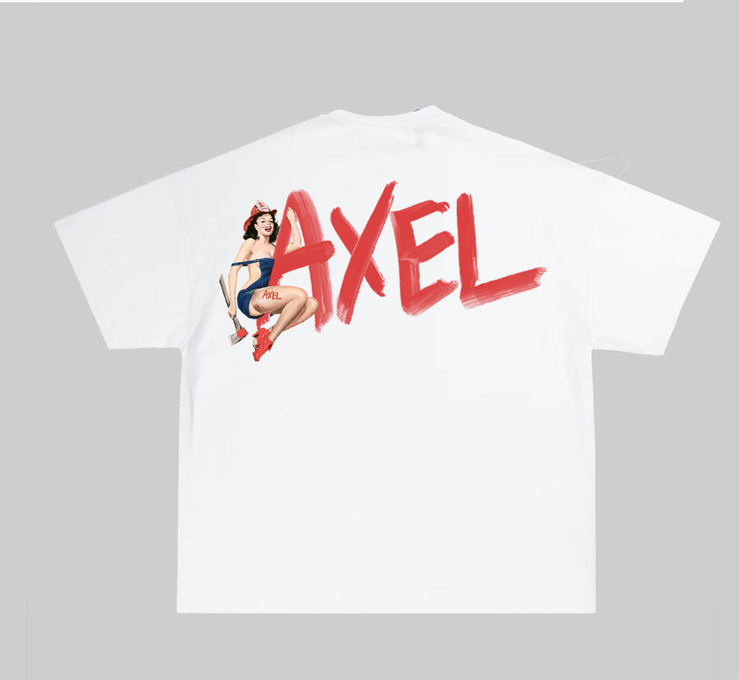 WHITE AXEL T-SHIRT WITH FIREFIGHTER PRINT