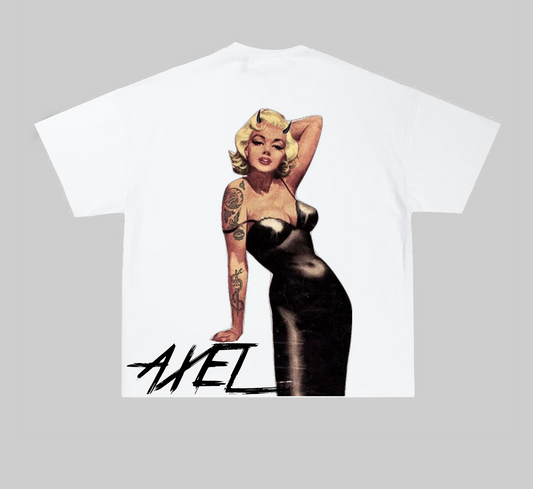 WHITE AXEL T-SHIRT WITH MARILYN PRINT